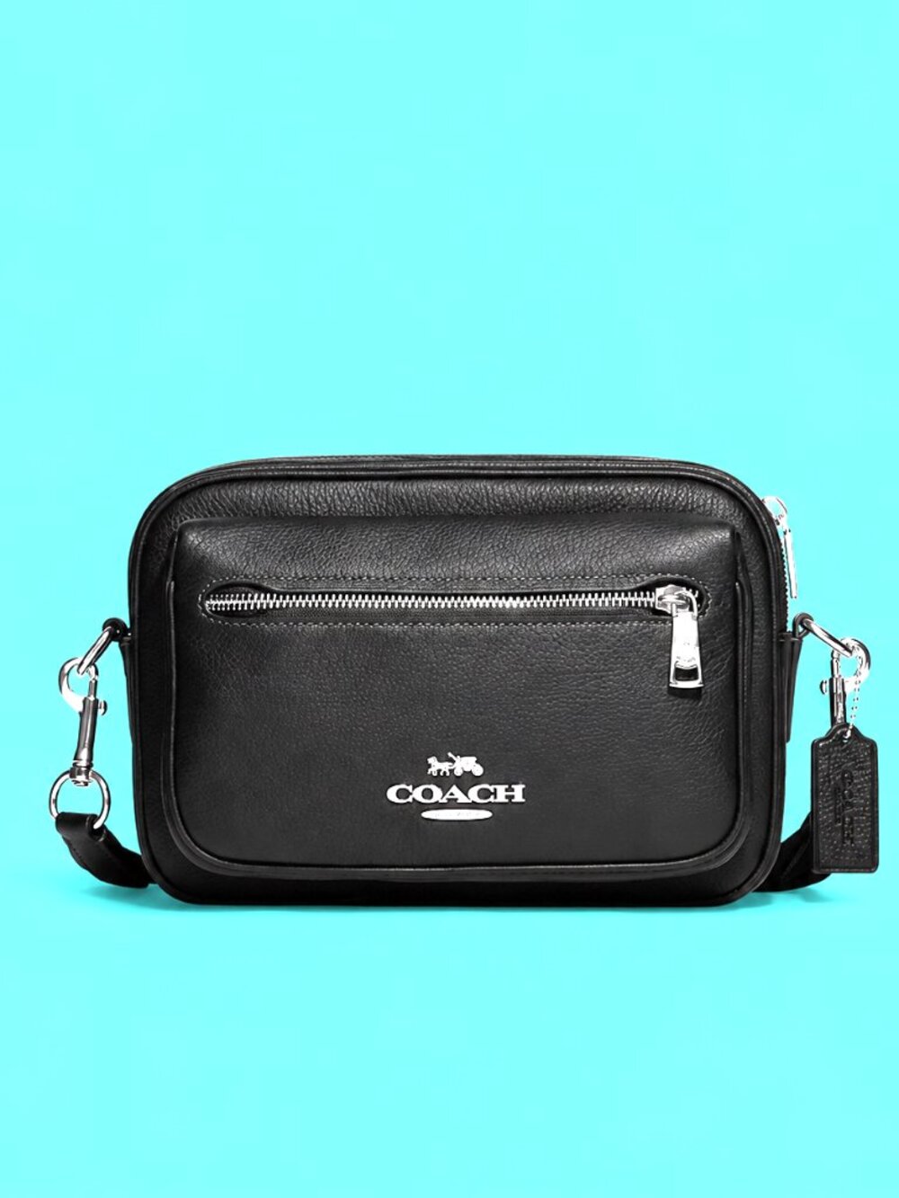 NWT - COACH Black Pebbled Leather Crossbody/Shoulder Bag w/Silver Hardware CJ509